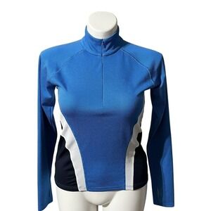 NordicTrack  1/4 Zip Long Sleeve Track Jacket Womens Size Medium Blue Black